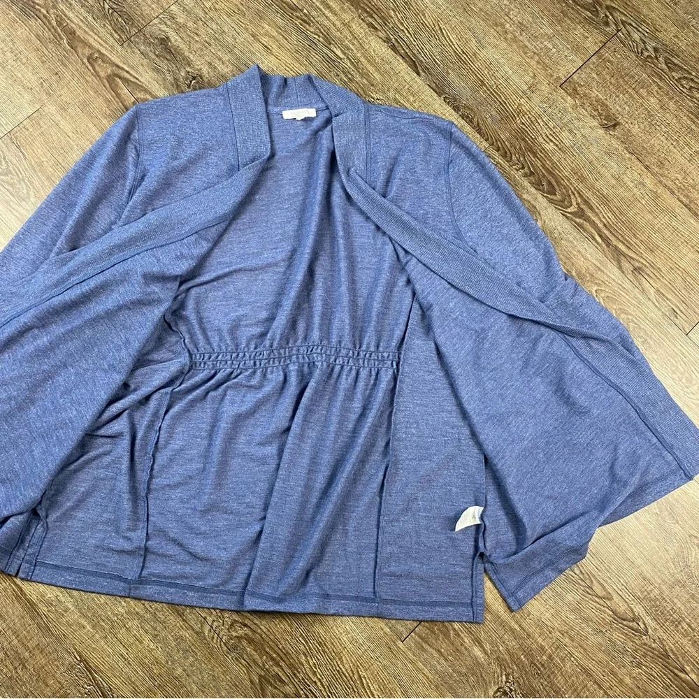 Talbots Cardigan Women Plus Size 3X Blue Open Front 3/4 Sleeve Ribbed Trim Light